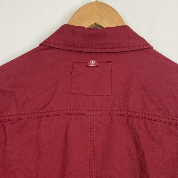 Barbour 6 Saltwater Overshirt Burgundy Red Mulberry Cotton - Picture 12 of 13